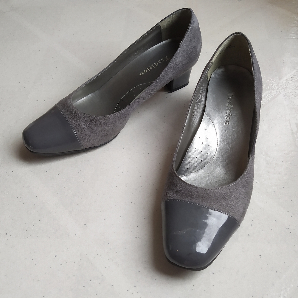 Gray Suede Cap Toe Heels